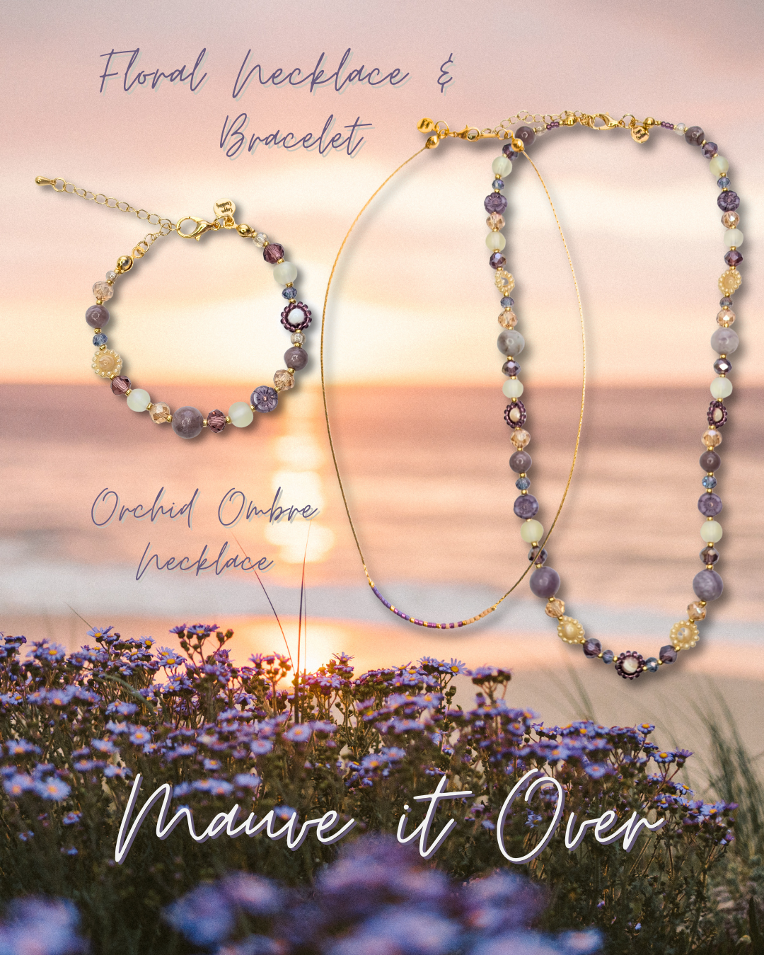 Mauve It Over Floral Beaded Bracelet