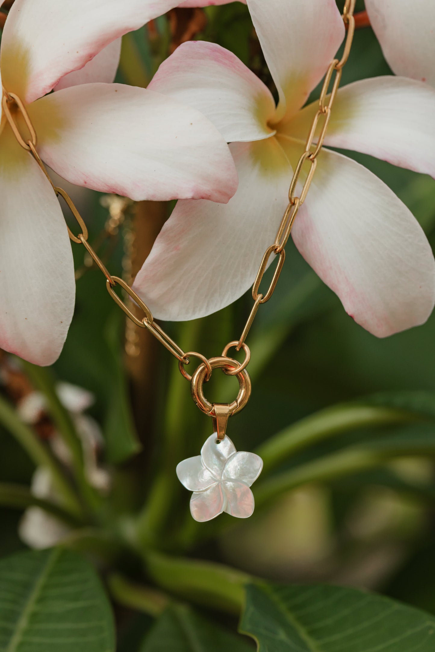 Mother of Pearl Plumeria Necklace | Pearl Plumeria Necklace