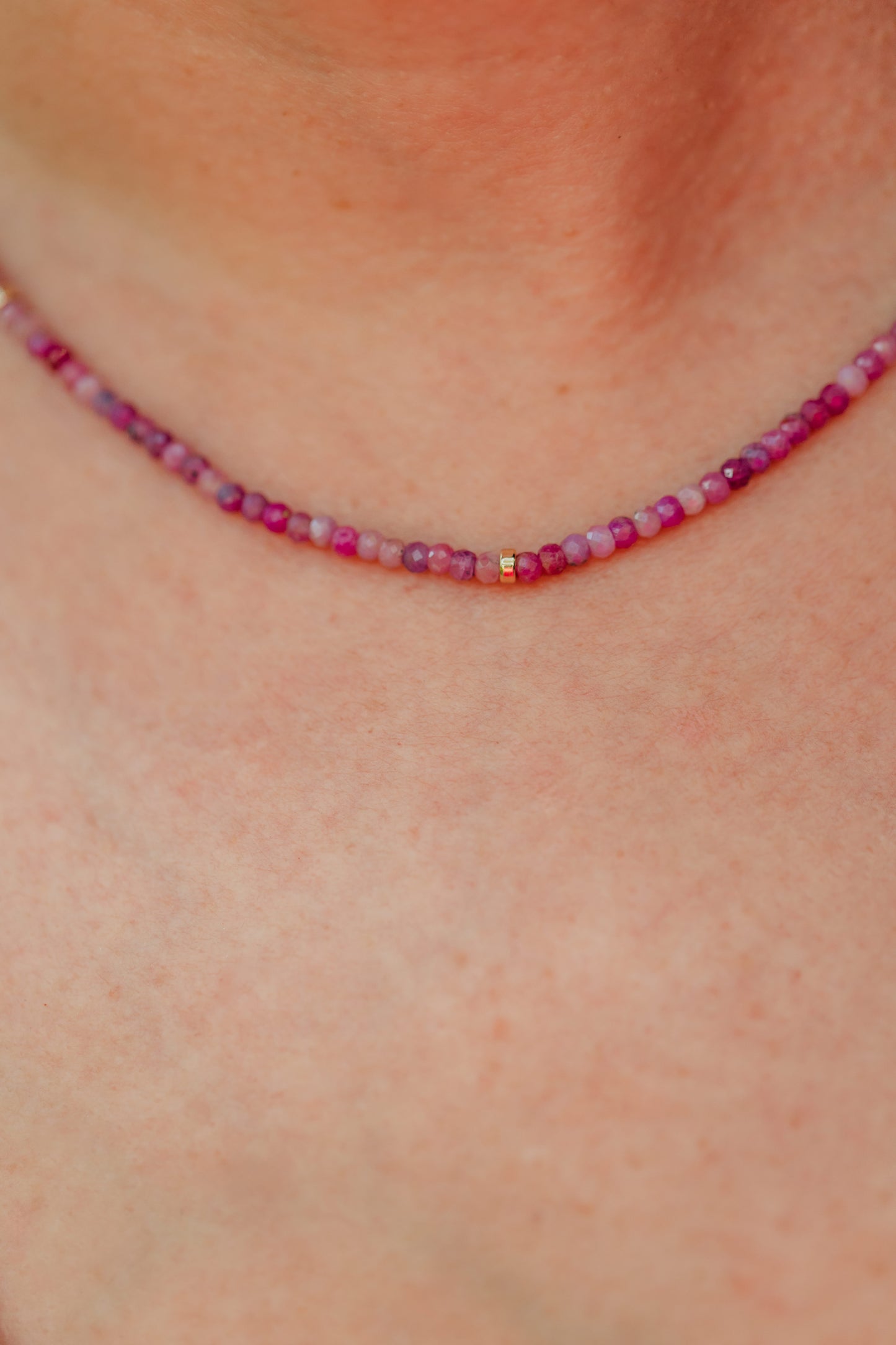 Pink Ruby Gemstone Necklace | Sunset Pink Ruby Hibiscus Necklace