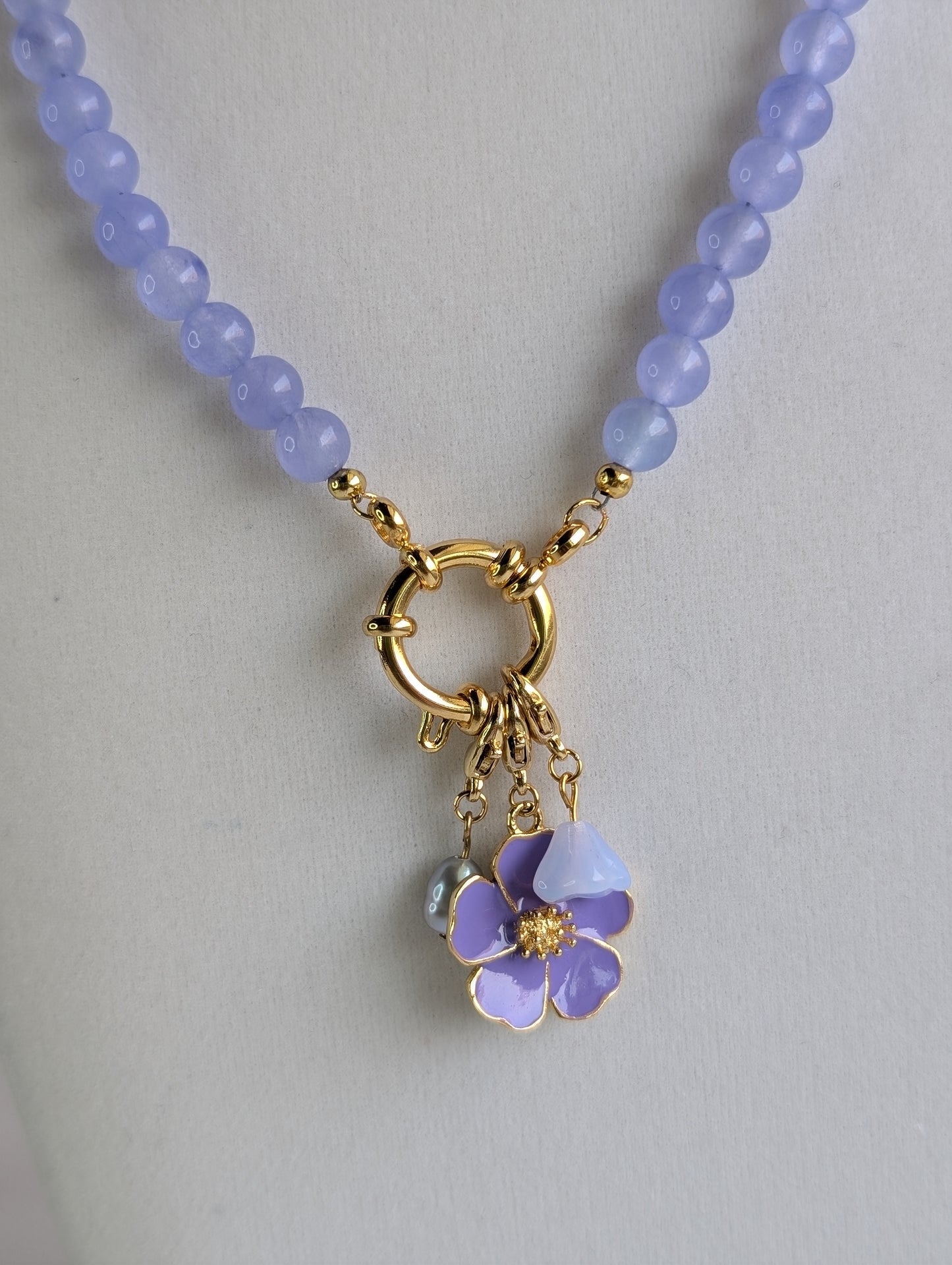 The Emmaline Charm Choker Necklace -Lavender quartz