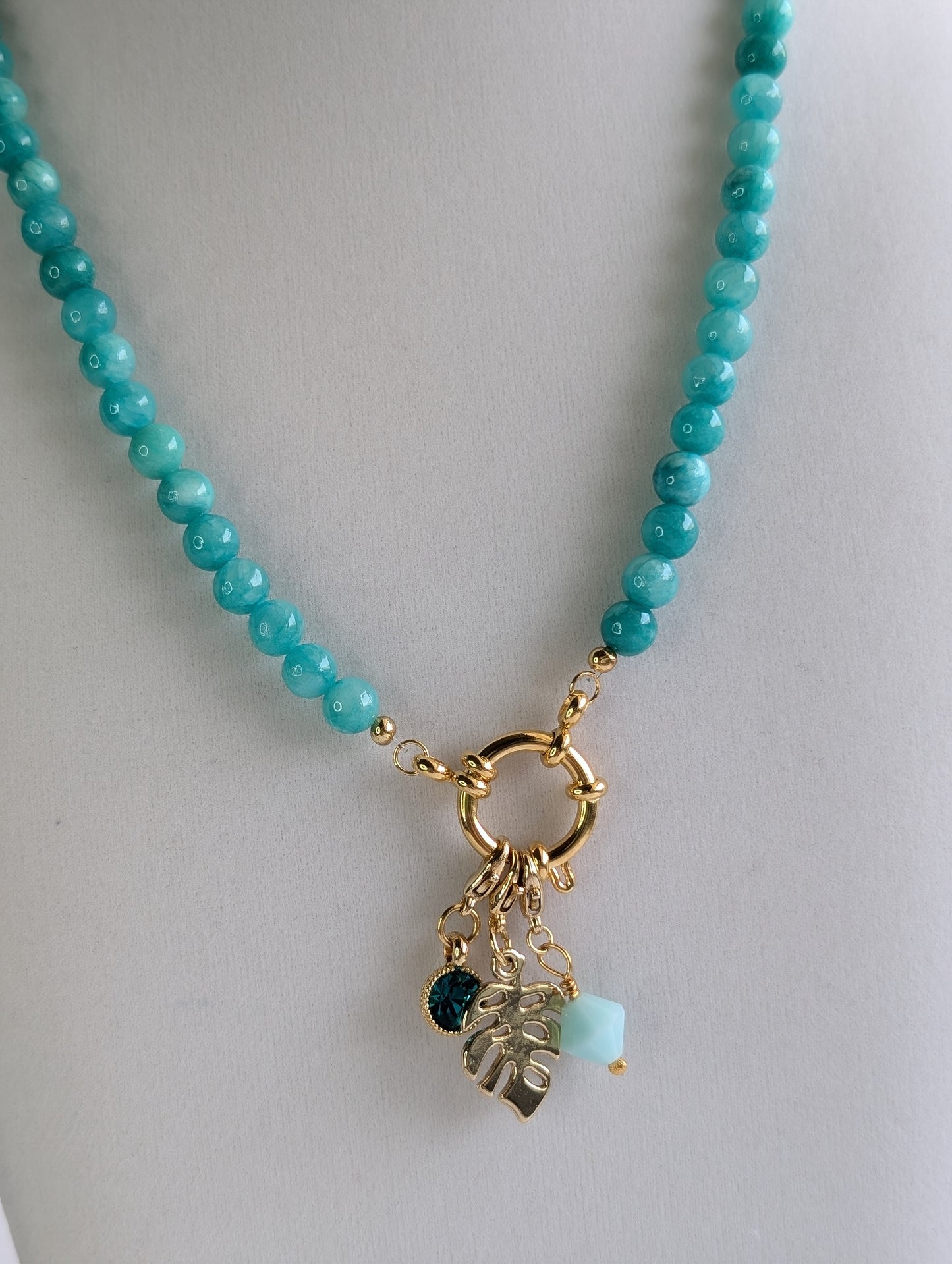 The Emmaline Charm Choker Necklace - Aqua