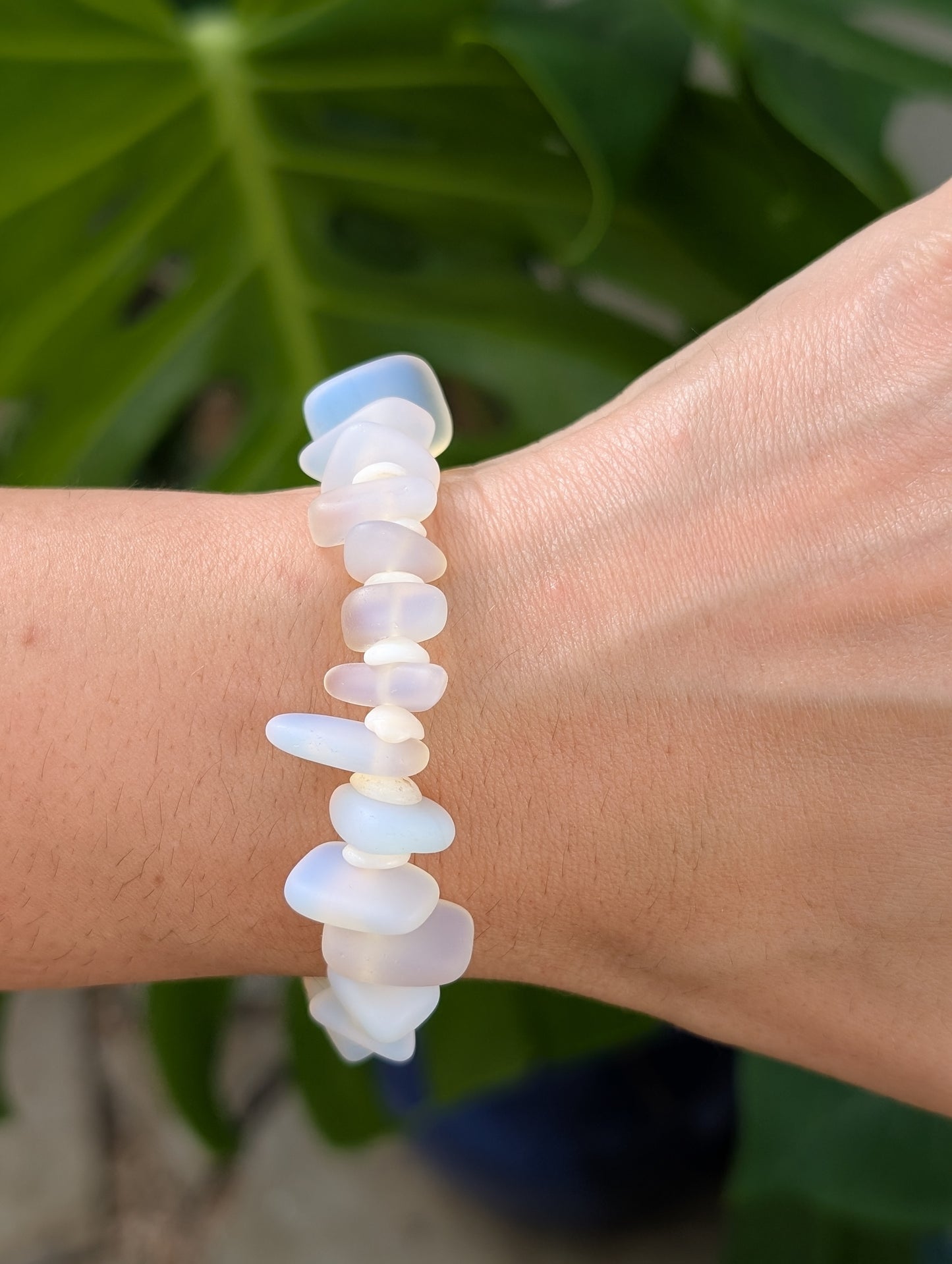 Frosted Opalite - Sea Glass Puka Bracelet