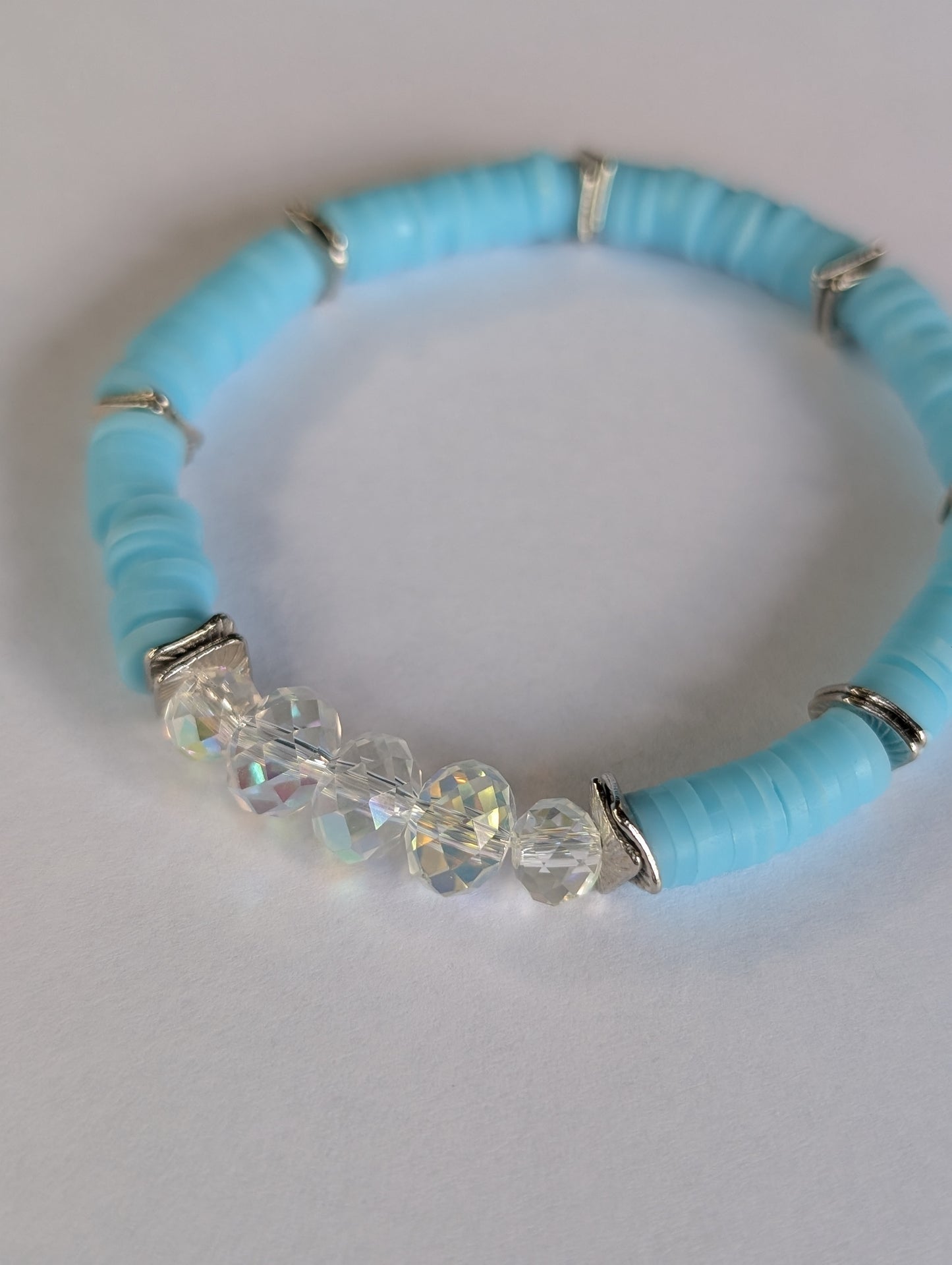 Sky blue - Resort Ready Silver iridescence Heishi Bracelet