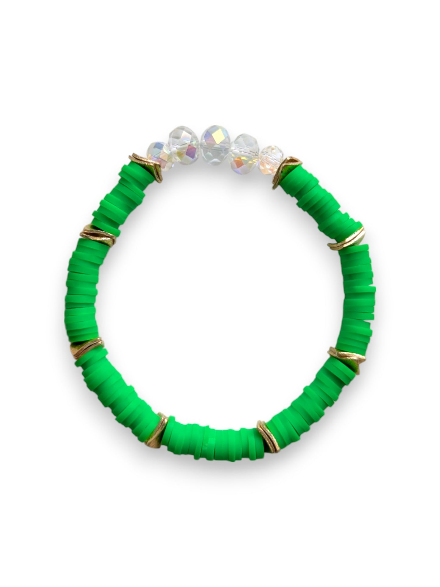Neon Green- Resort Ready Gold Heishi Bracelet