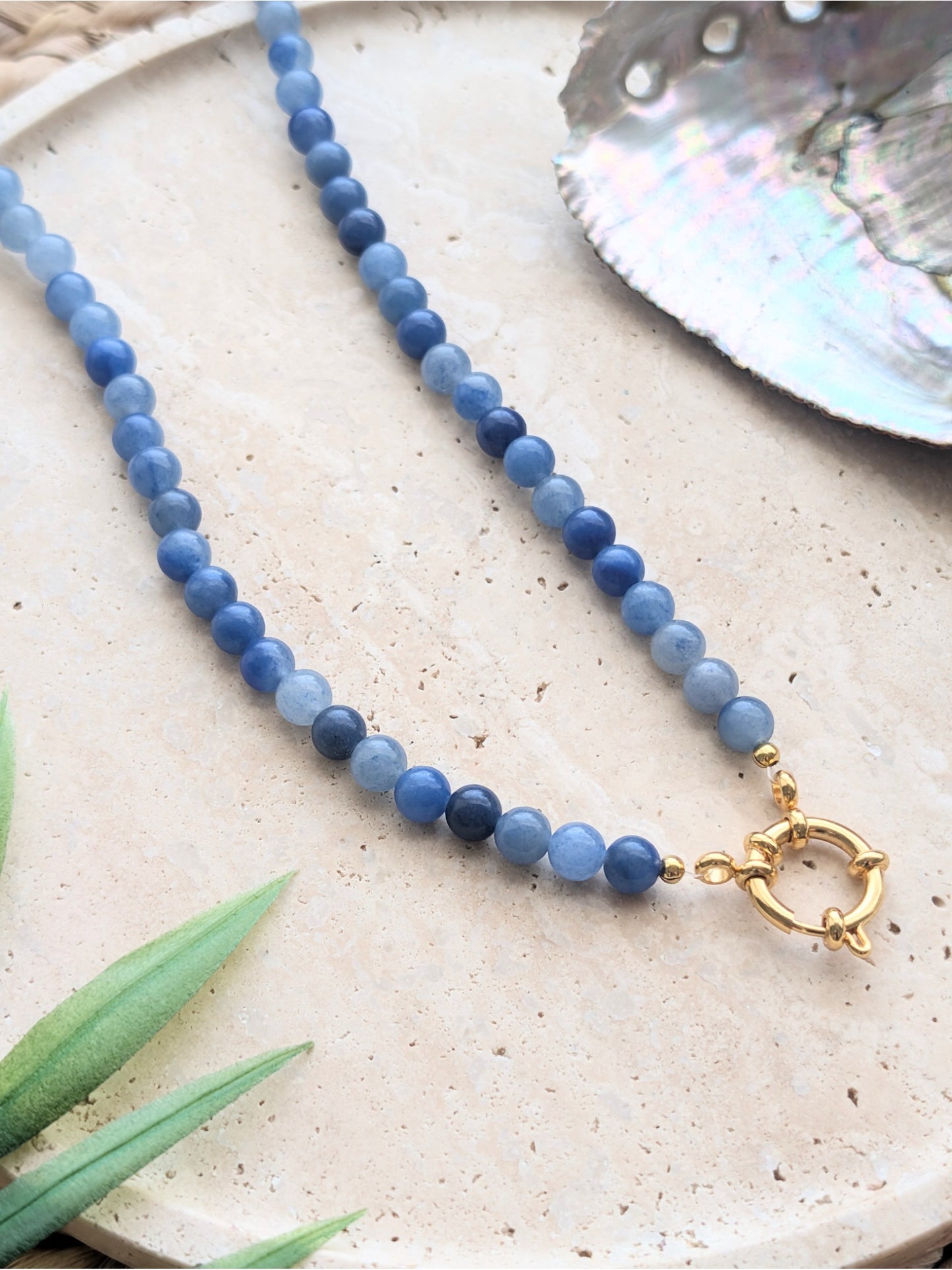 The Emmaline Charm Choker Necklace - Blue Lace Agate