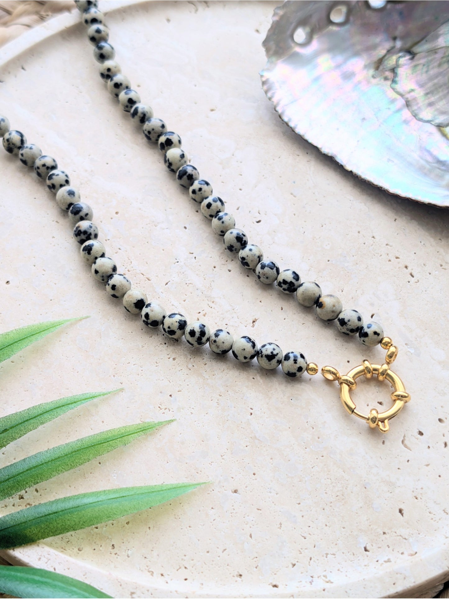 The Emmaline Charm Choker Necklace - Spotted Jasper