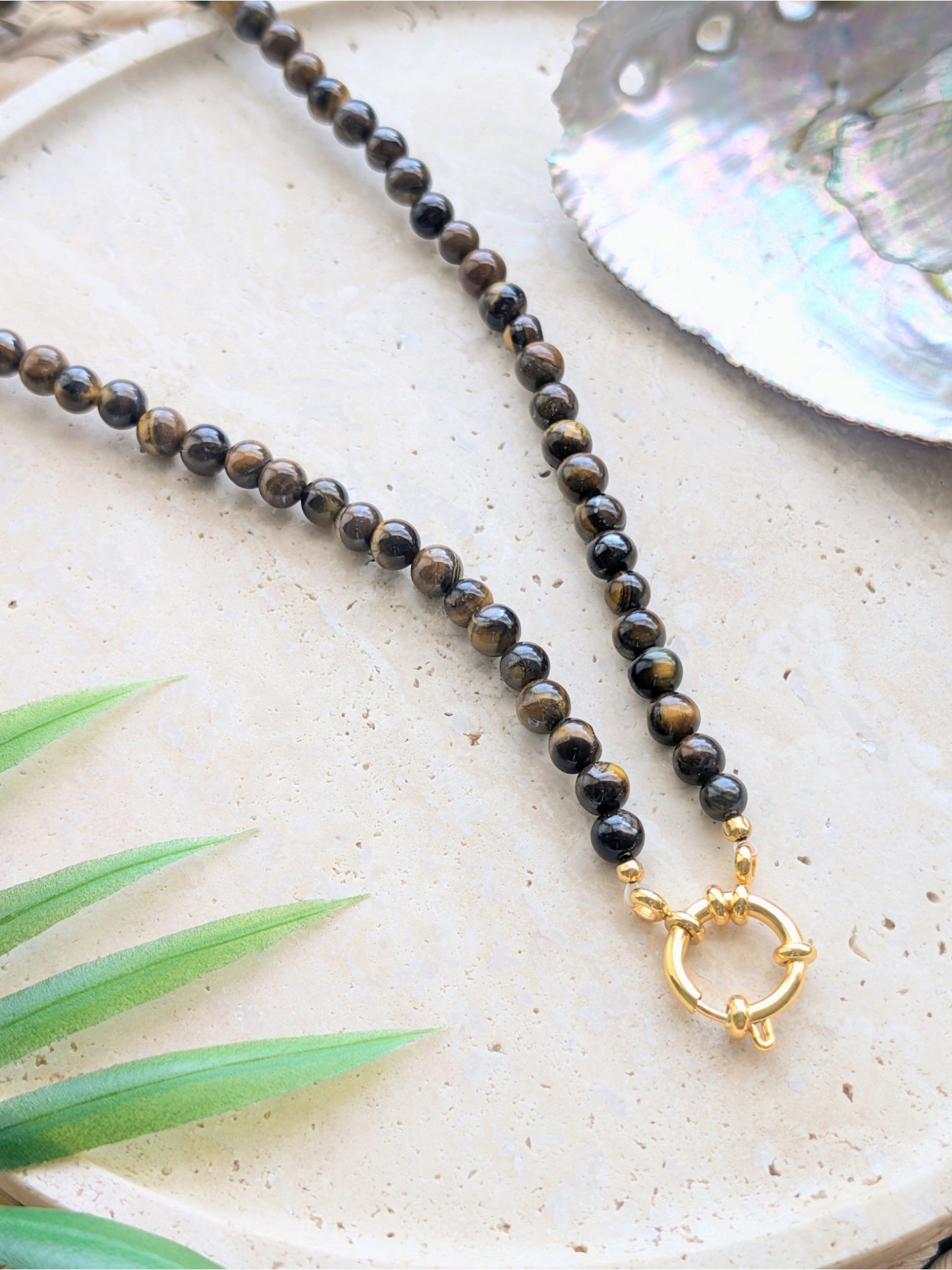 The Emmaline Charm Choker Necklace - Tiger Eye