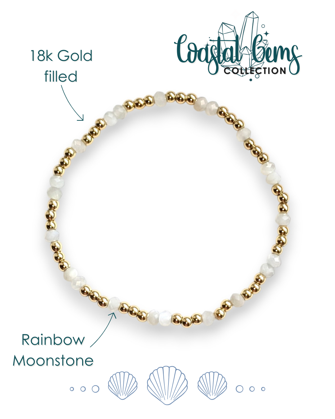 Rainbow Moonstone Coastal Gems Bracelet