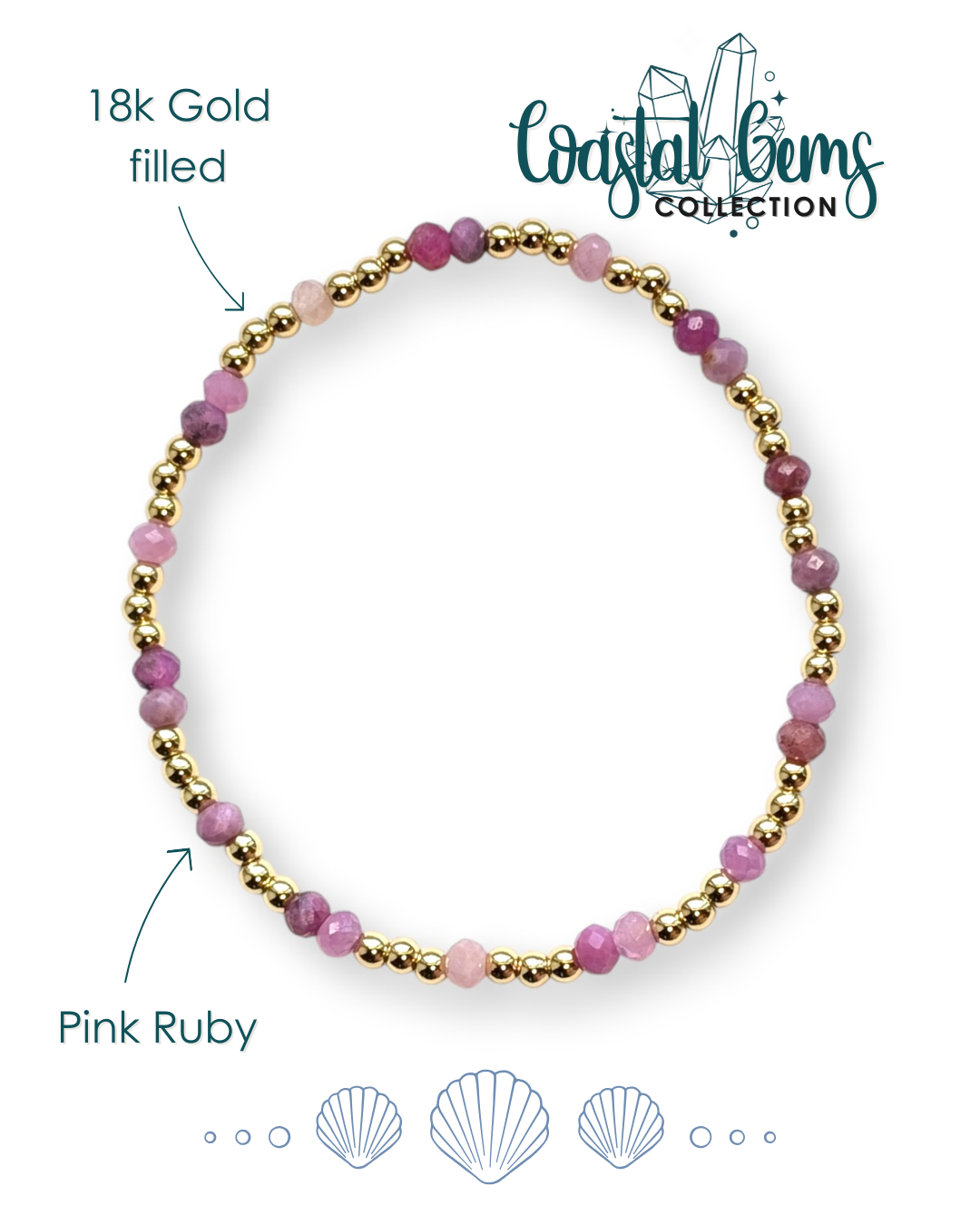 Pink Ruby Coastal Gems Bracelet
