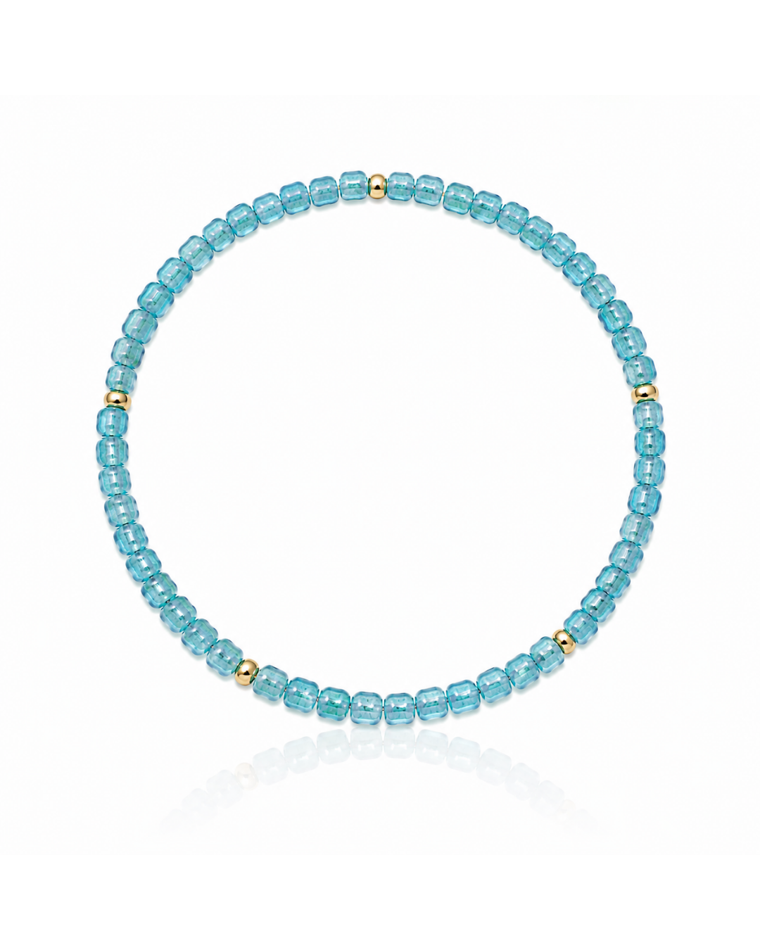Turquoise blue seed bead bracelet with 14K gold-filled accent beads for effortless coastal layering.