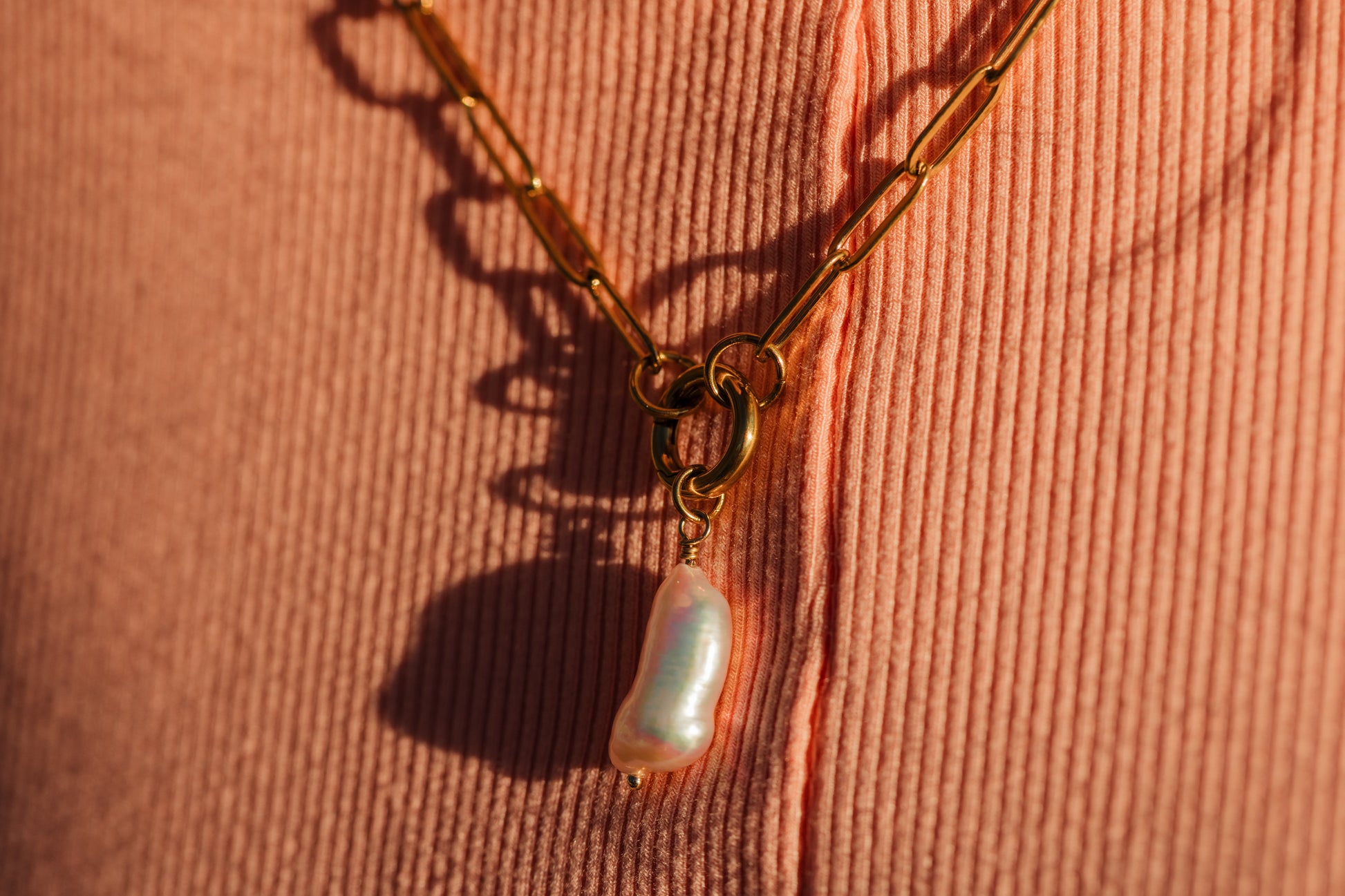Hand crafted Rosé Resort Necklace – lightweight, waterproof, hypoallergenic jewelry.