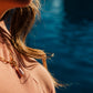 Rosé Resort Necklace worn solo – minimalist pink pearl necklace from Charlotte’s Cove.