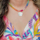 Rainbow Gemstone Hibiscus Necklace | Aloha Rainbow Necklace