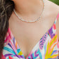 Mother of Pearl & Watermelon Tourmaline Gemstone Necklace | Watermelon Sugar Necklace