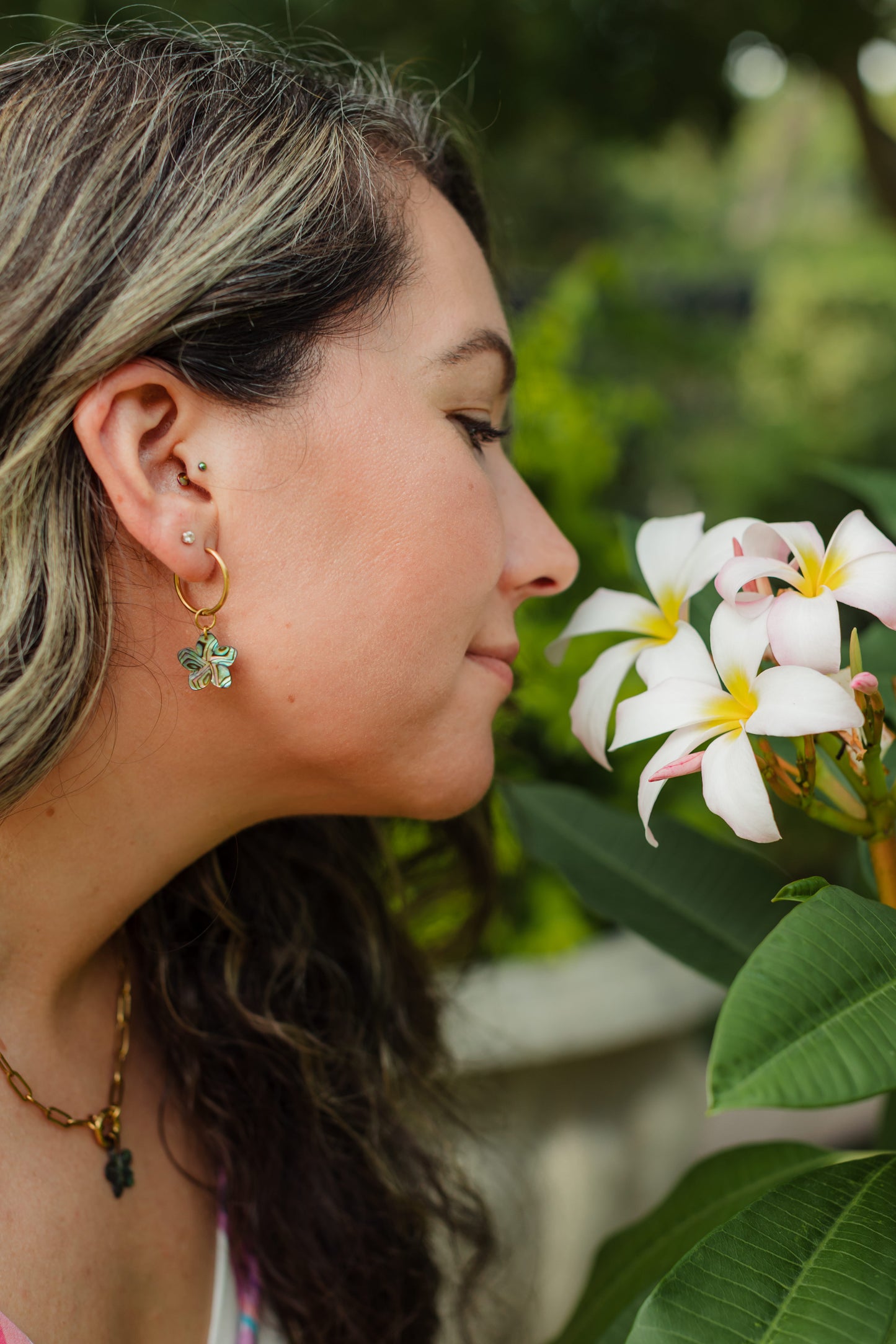 Abalone Shell Plumeria Flower Earrings | Maui Bloom Earrings