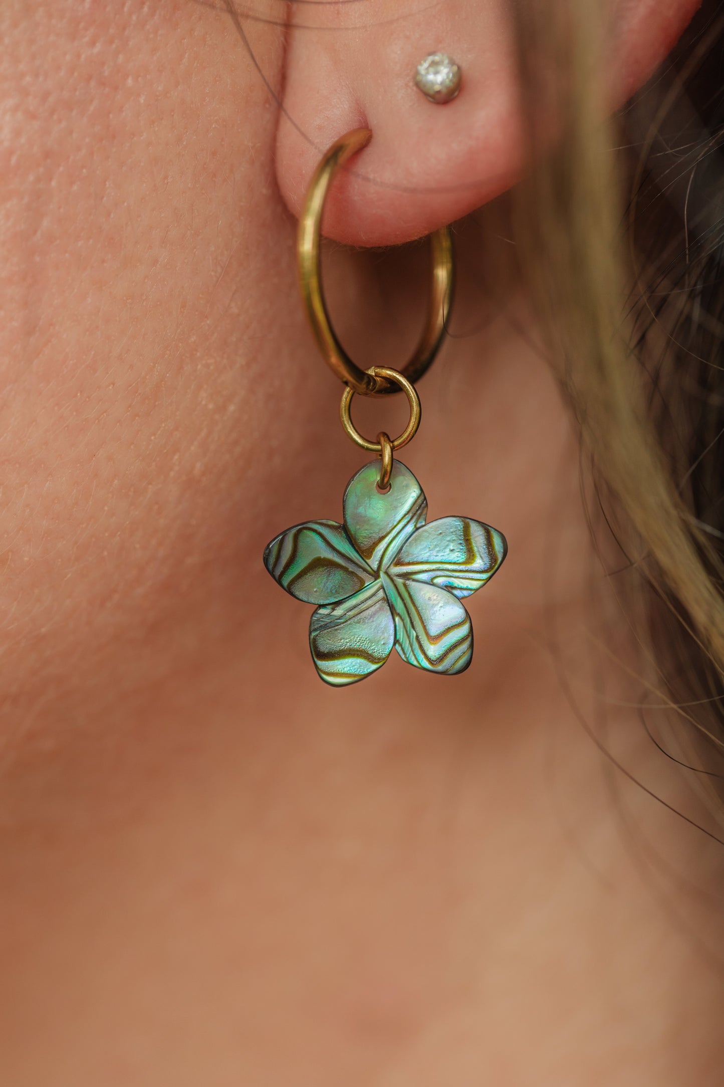 Abalone Shell Plumeria Flower Earrings | Maui Bloom Earrings