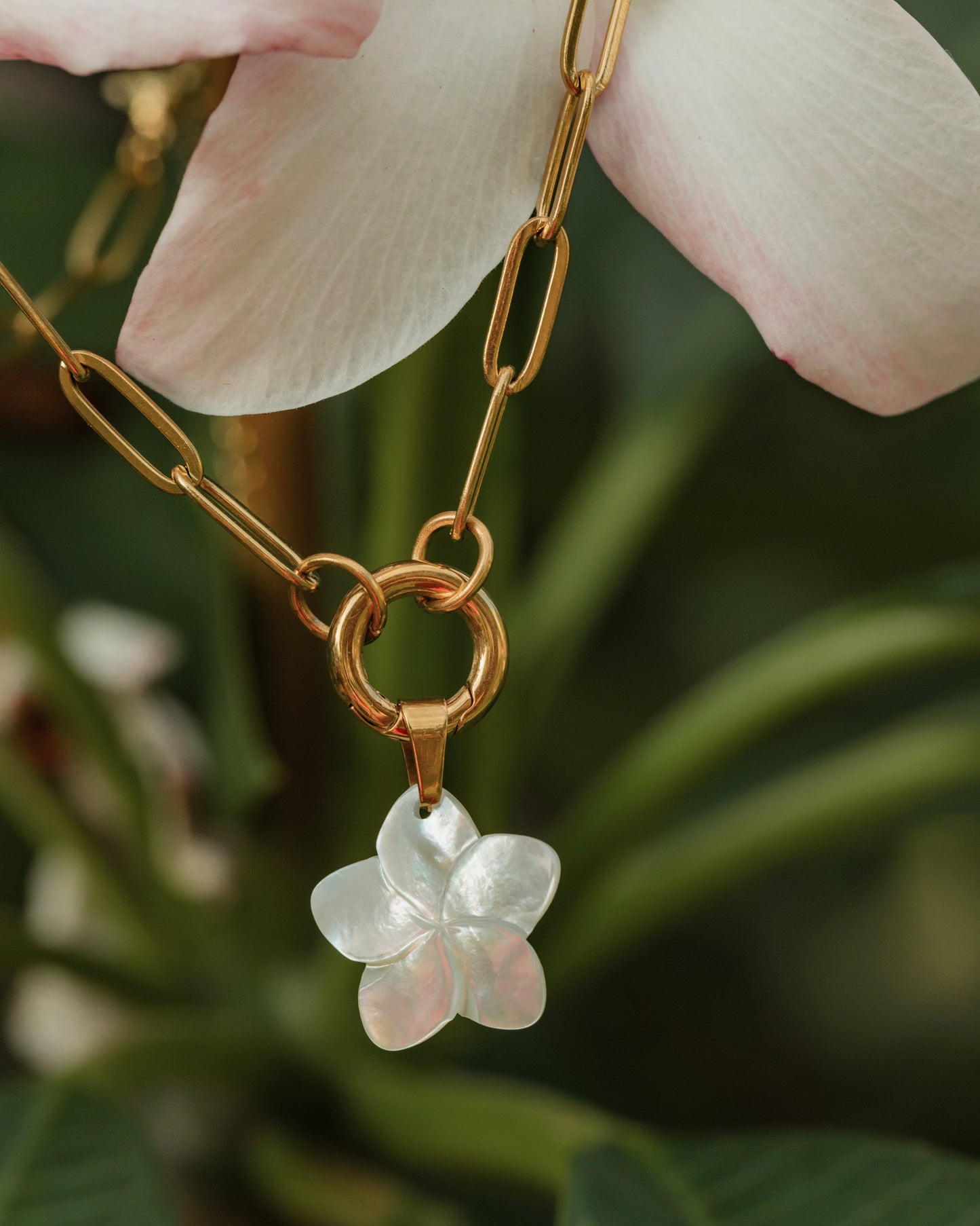 Pearl Plumeria Necklace & Earring Set | Curated Jewelry Look