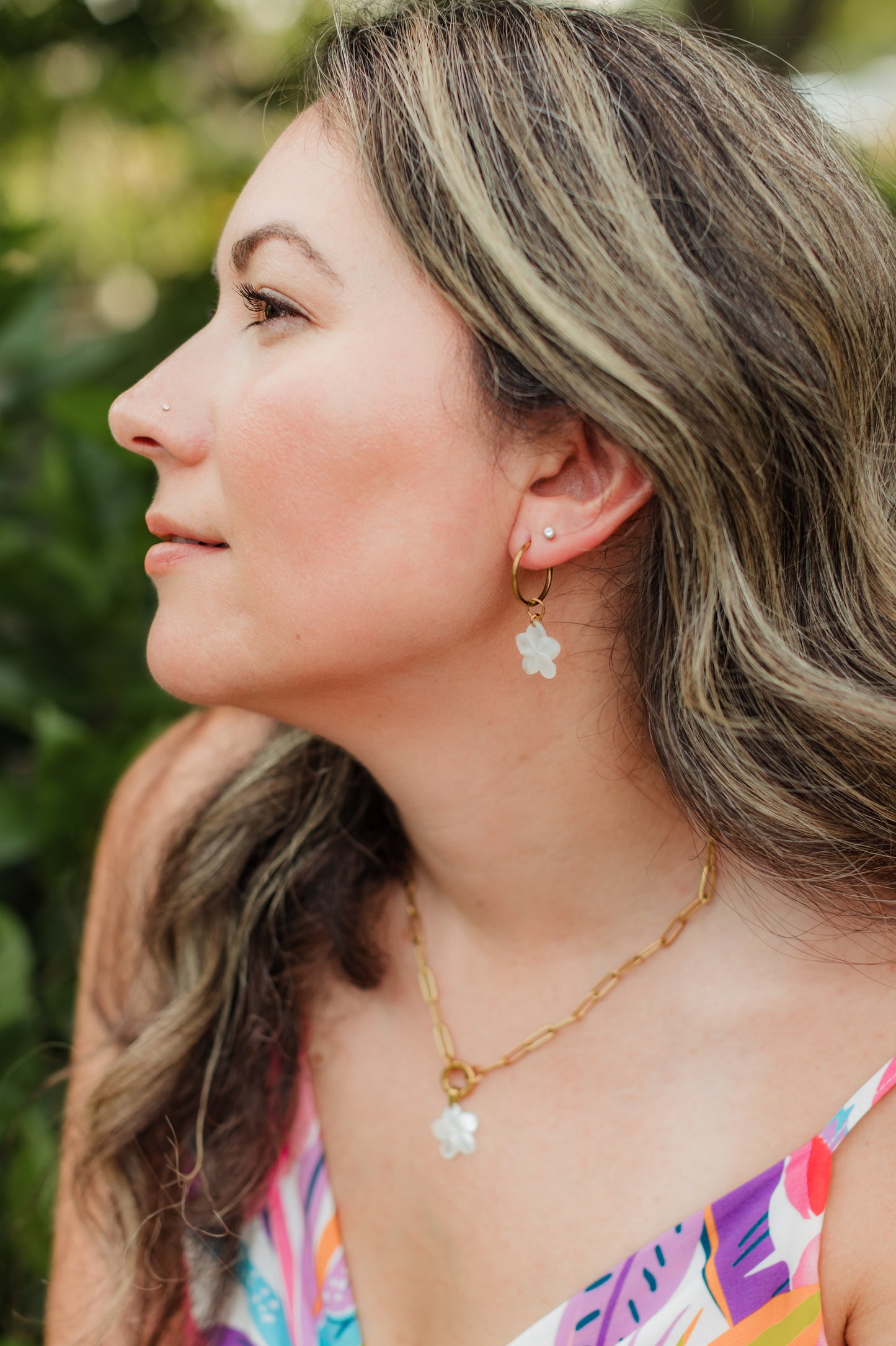 Mother of Pearl Plumeria Flower Earrings | Pearl Plumeria Earrings