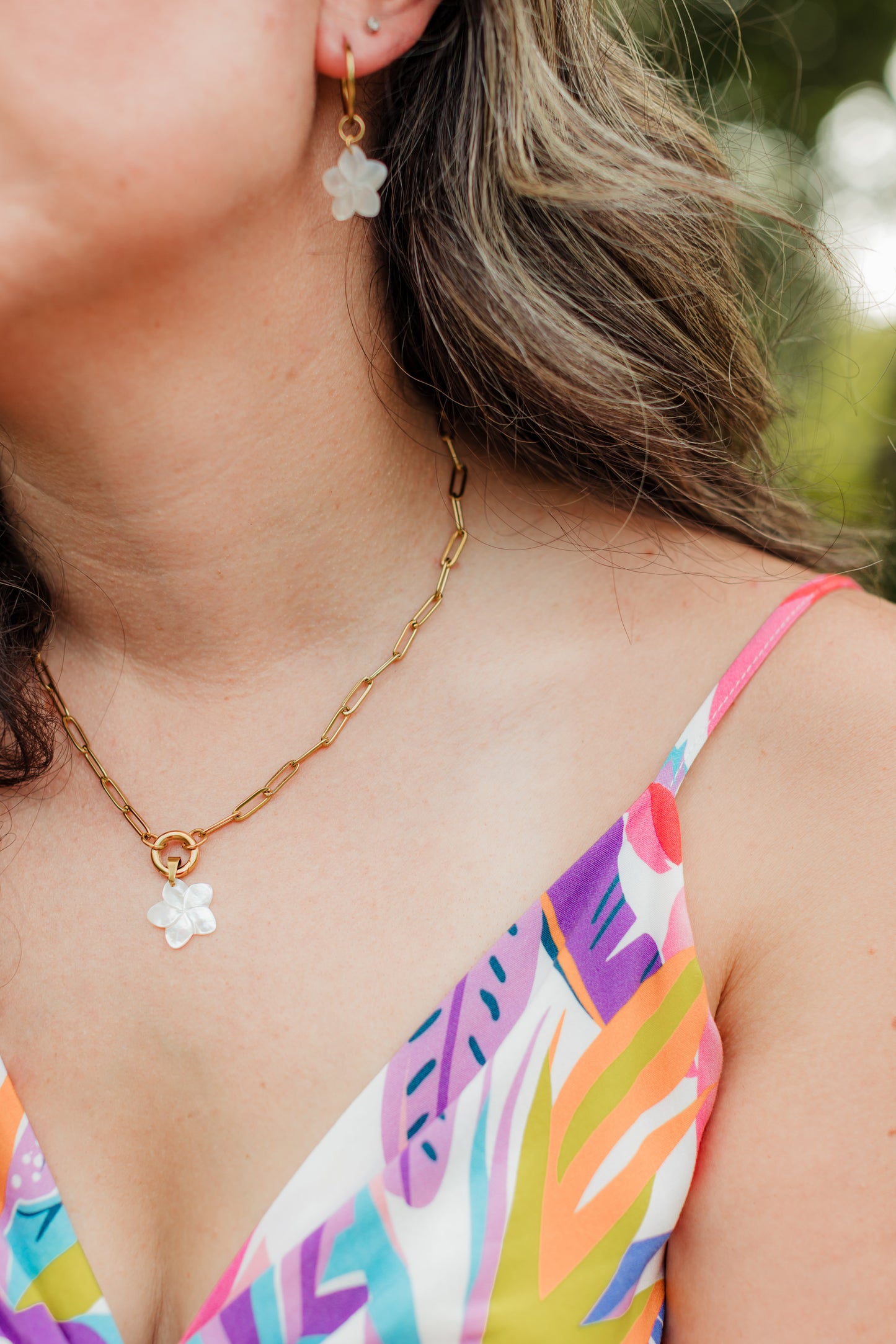 Mother of Pearl Plumeria Necklace | Pearl Plumeria Necklace
