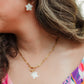 Mother of Pearl Plumeria Flower Earrings | Pearl Plumeria Earrings
