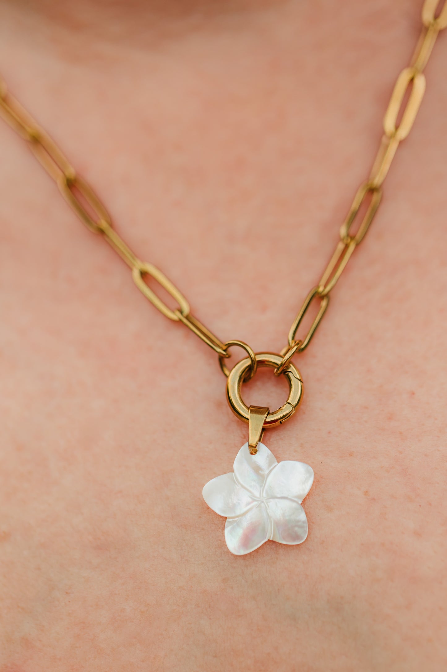 Mother of Pearl Plumeria Necklace | Pearl Plumeria Necklace
