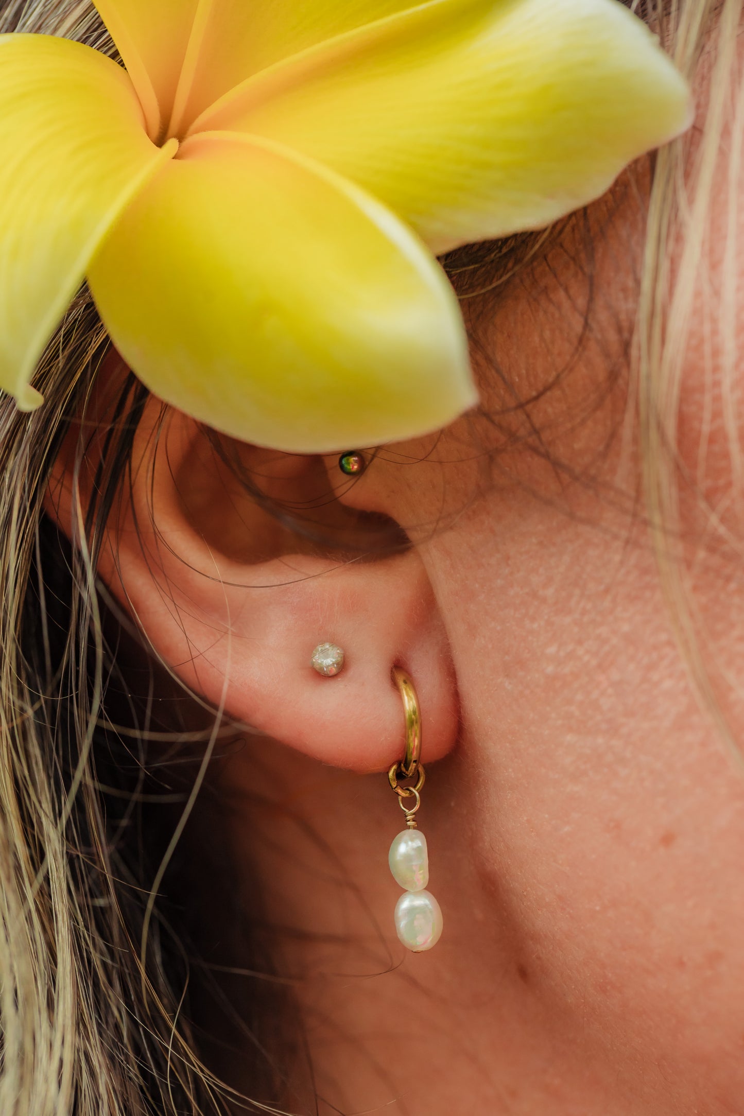 Freshwater Pearl Dainty Hoop Drop Earrings | Salt Air Pearl Earrings