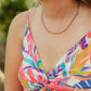 Textured 18K Gold PVD paperclip chain necklace designed for layering with coastal gemstone and pearl necklaces.