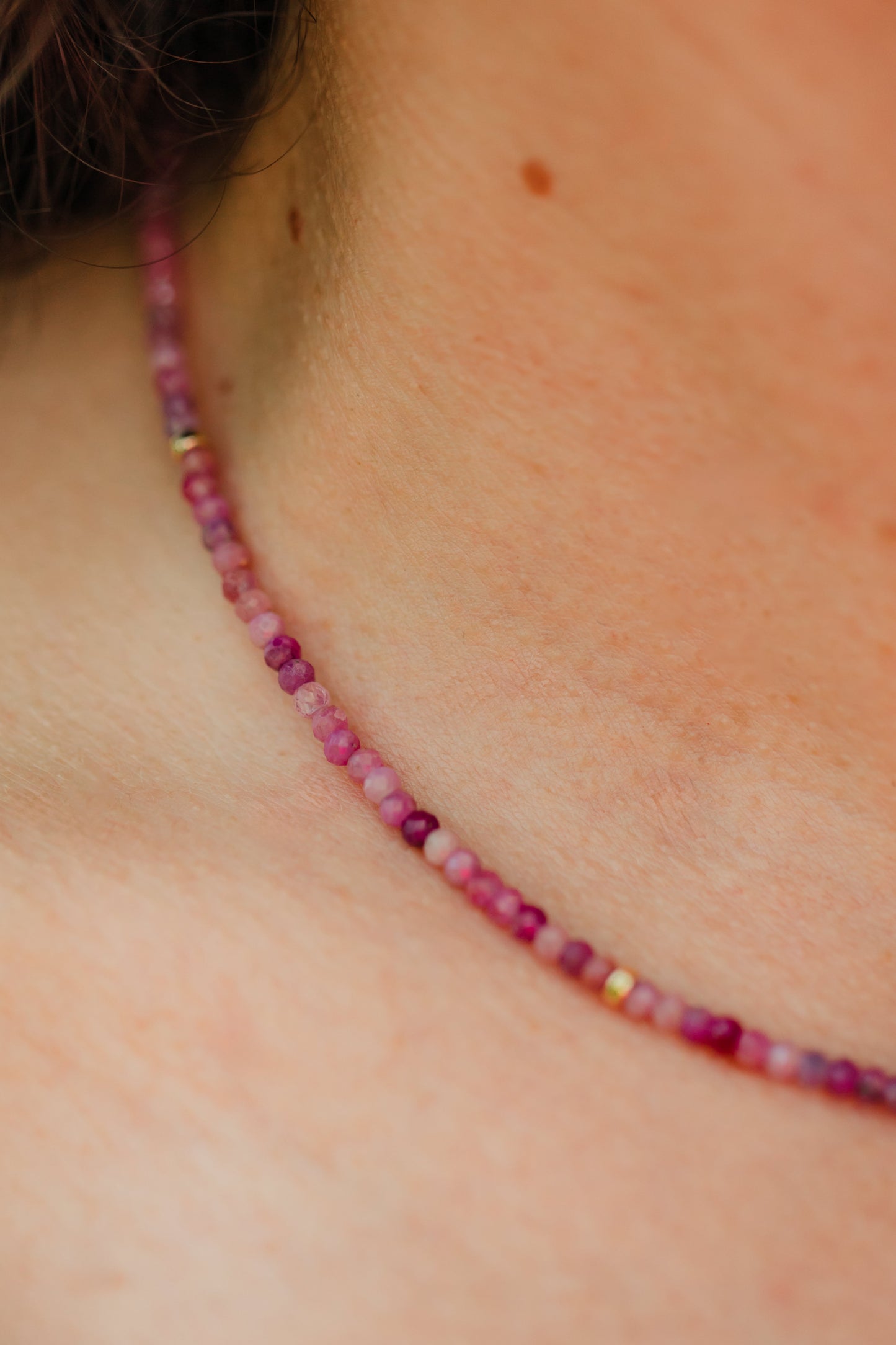 Pink Ruby Gemstone Necklace | Sunset Pink Ruby Hibiscus Necklace