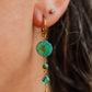 Turquoise gemstone Hibiscus Pearl Drop 18k Gold Hoop Earrings | Island Treasure Earrings
