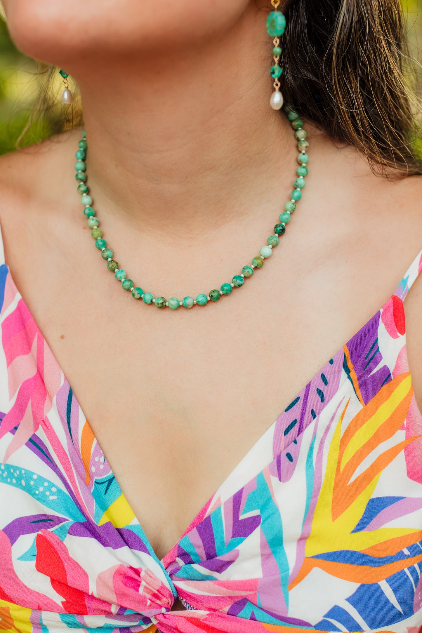 Peruvian Turquoise Gemstone Charm Necklace | Island Treasure Necklace