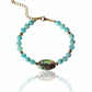 Afterglow Abalone Bracelet with abalone coin, amazonite beads in 18k gold plated pvd with extender for adjustable sizing