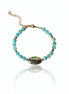 Afterglow Abalone Bracelet with abalone coin, amazonite beads in 18k gold plated pvd with extender for adjustable sizing