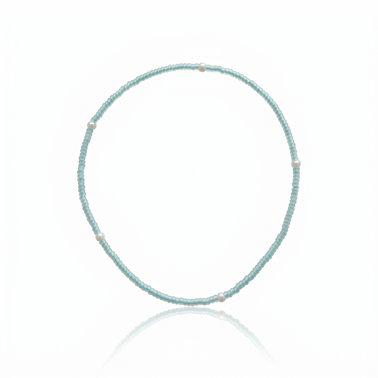 Neon Gemstone stretchy Anklet - Aqua blue