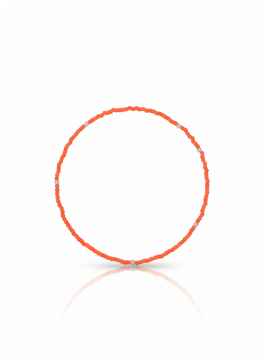 Neon Gemstone stretchy Anklet - Coral