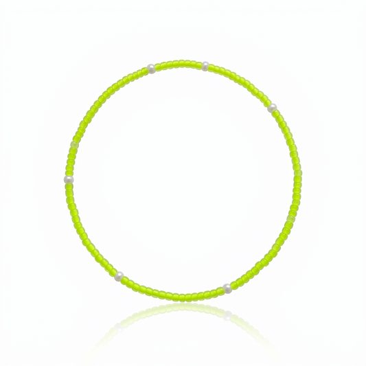 Neon Gemstone stretchy Anklet - Electric Yellow