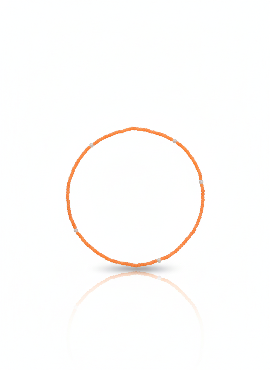Neon Gemstone stretchy Anklet - Bright Orange