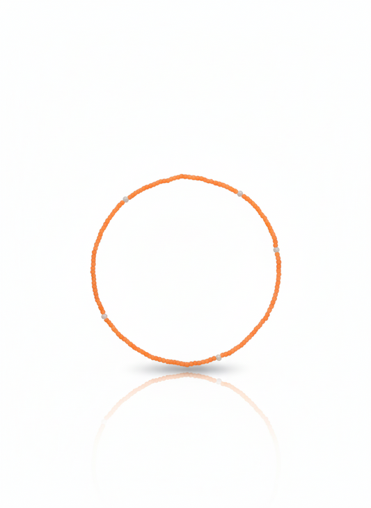 Neon Gemstone stretchy Anklet - Bright Orange