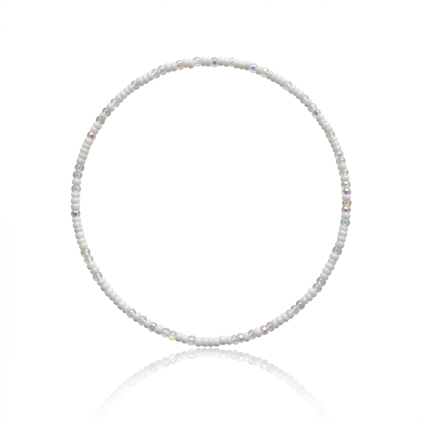 White pearl crystal stretchy Anklet - Ocean Sparkles