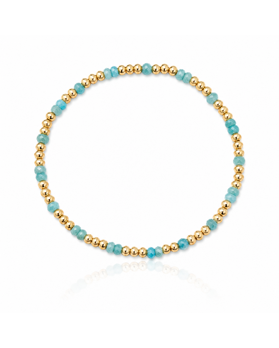 Delicate amazonite bracelet with faceted turquoise gemstones and polished 14K gold-filled beads.