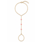 Pink Guava pink fire opal gold hand chain featuring three luminous pink fire opals on a diamond-cut 18K gold PVD chain by Charlotte's Cove.