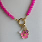 The Emmaline Charm Choker Necklace - Poppy Pink quartz
