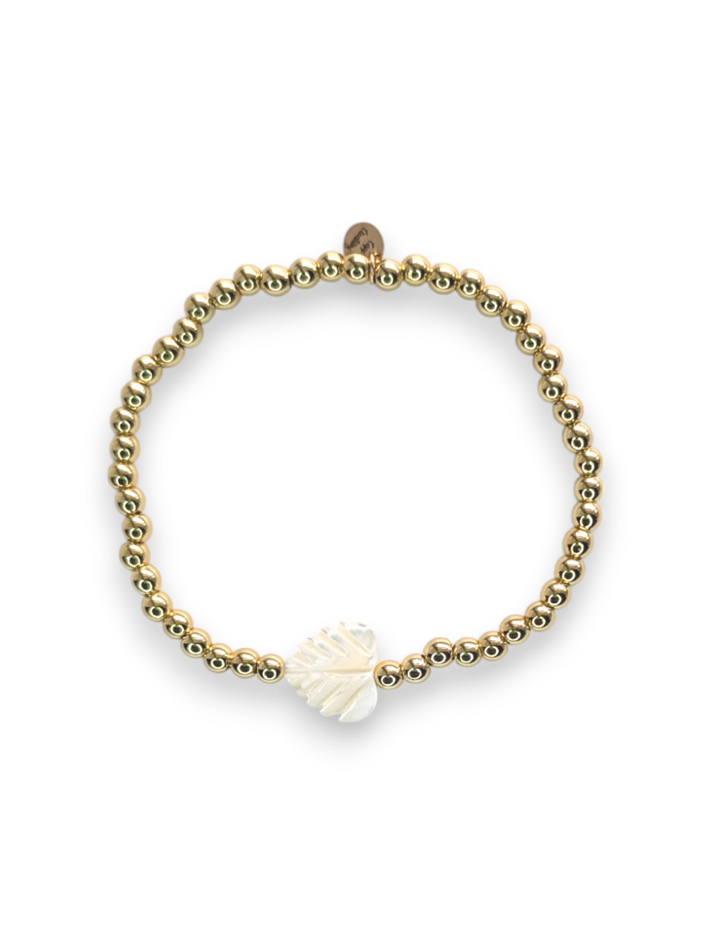 White Monstera Leaf Gold Bracelet