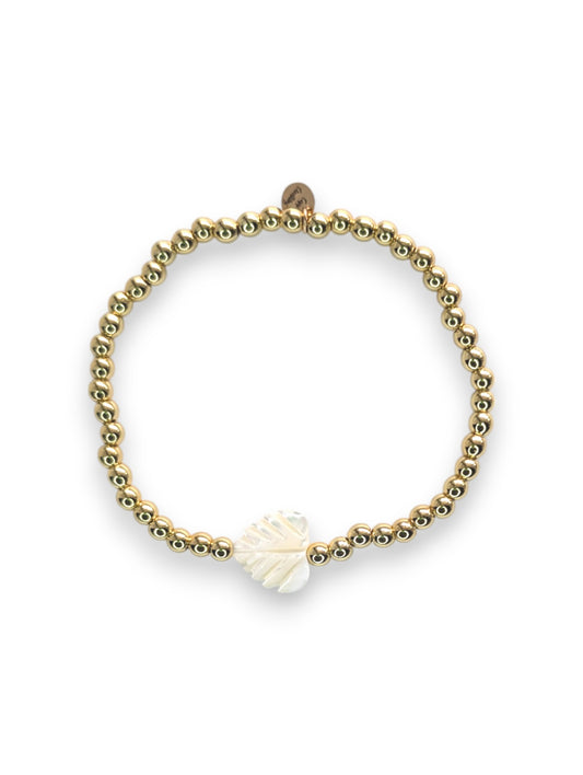 White Monstera Leaf Gold Bracelet