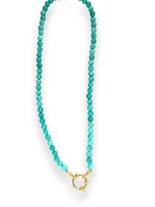 The Emmaline Charm Choker Necklace - Aqua