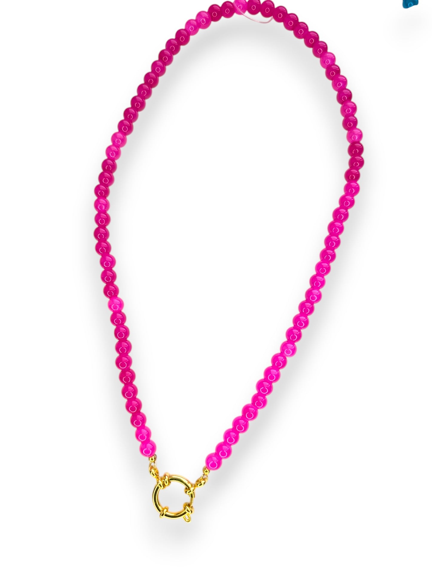 The Emmaline Charm Choker Necklace - Poppy Pink quartz