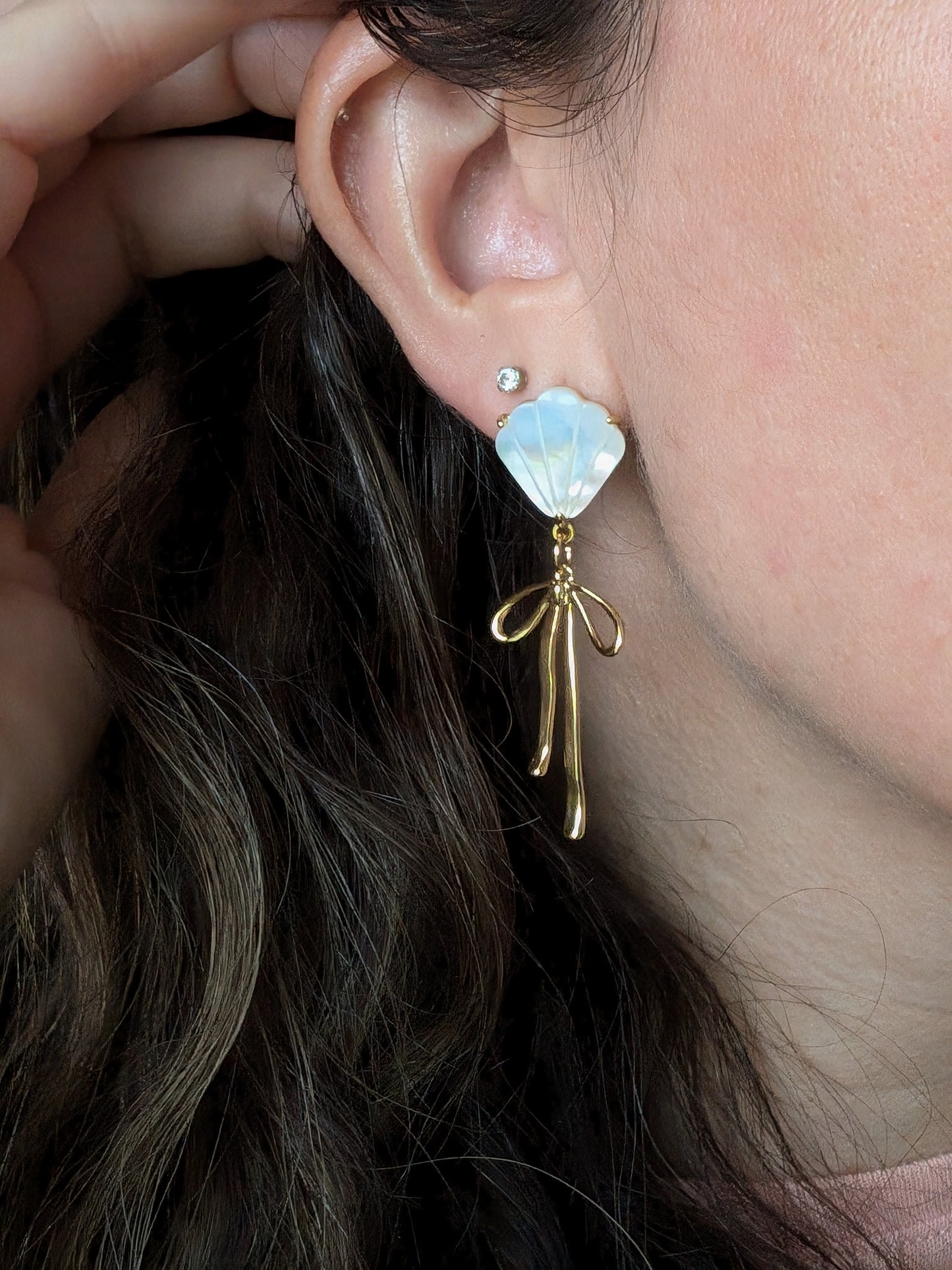 Bowt Day White Dangle Earrings