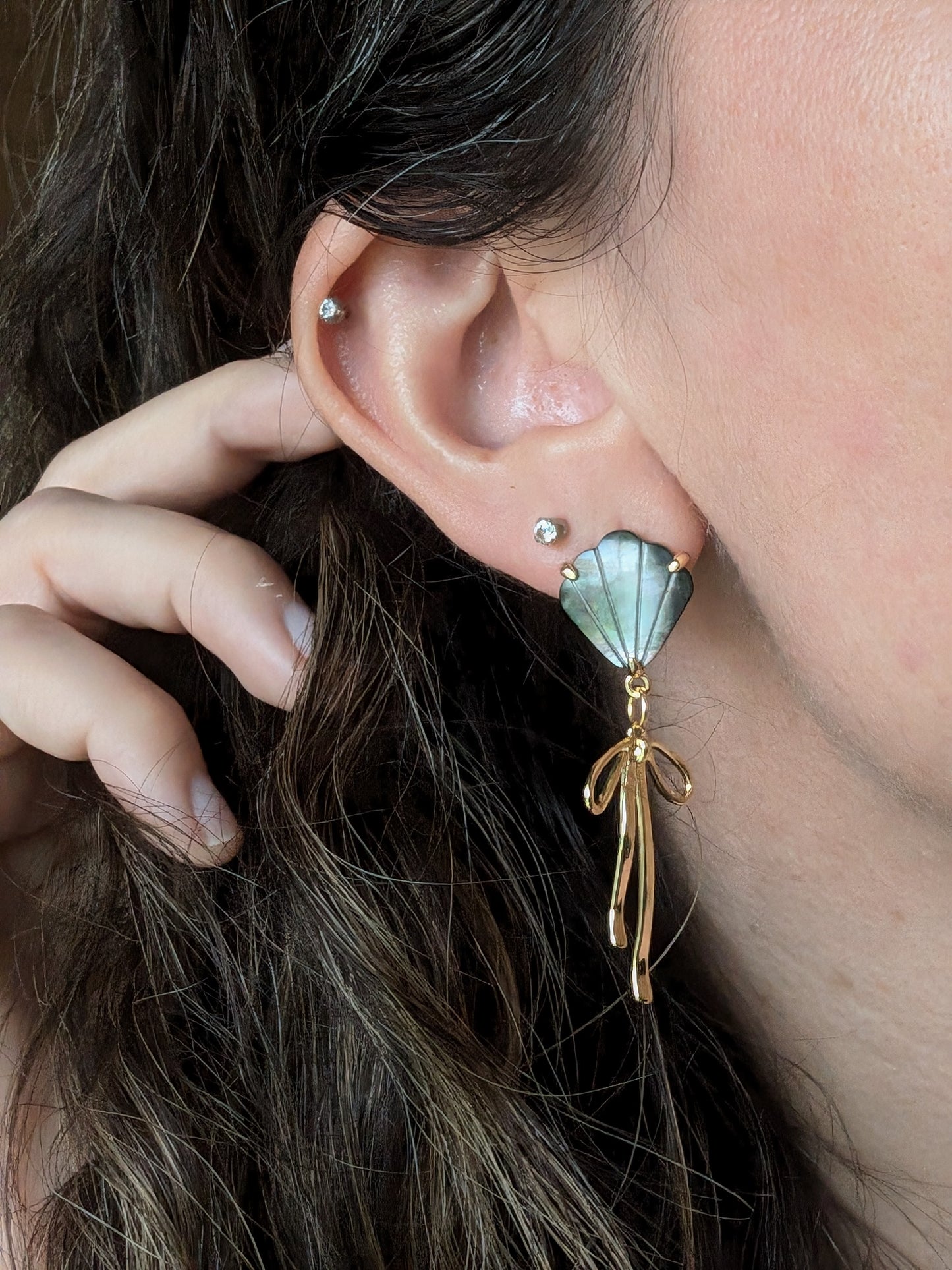 Bow-Tiful Mama Grey Dangle Earrings