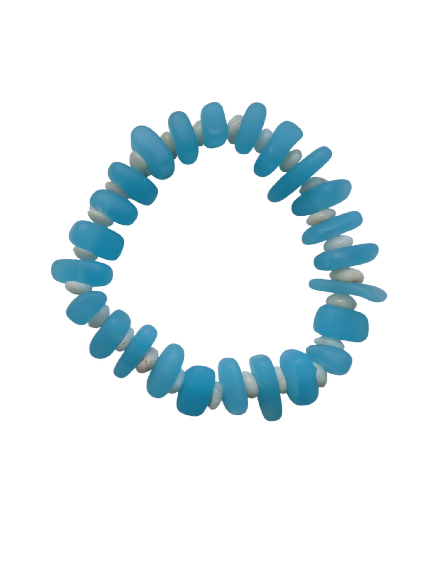 Turquoise Blue - Sea Glass Puka Bracelet
