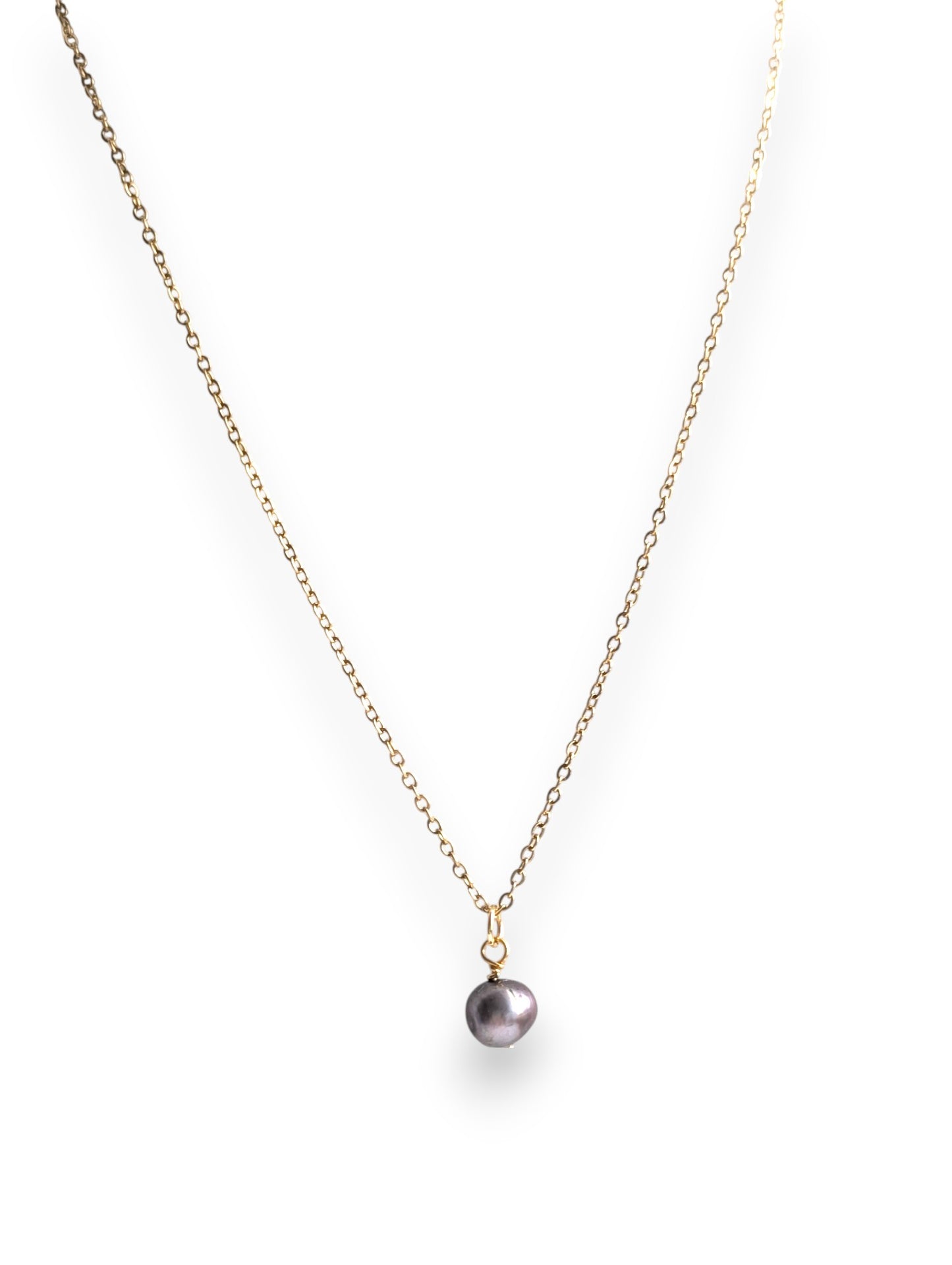 Black Drop Pearl Pendant Necklace