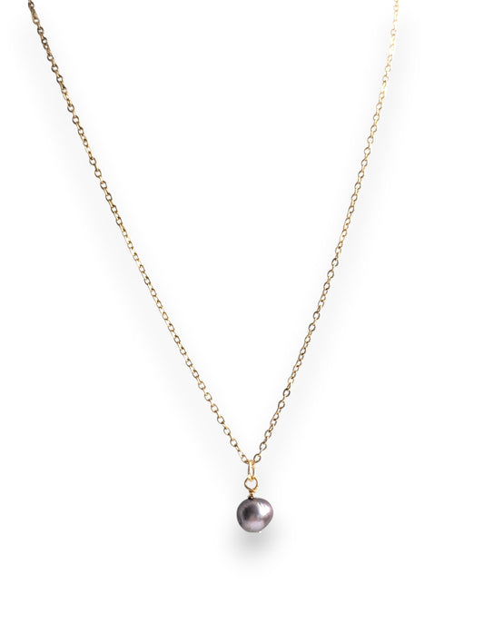 Black Drop Pearl Pendant Necklace